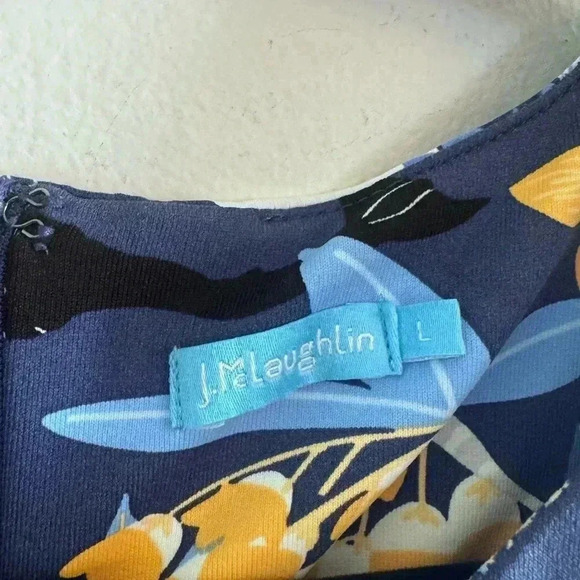 J.McLaughlin Sophia Print Knit Crew Neck Sleeveless Sheath Dress Size L - Picture 11 of 13